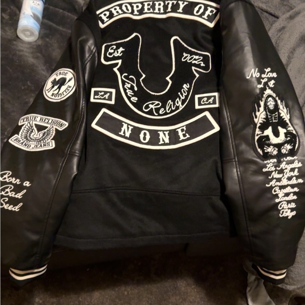 True Religion Black and White leather jacket